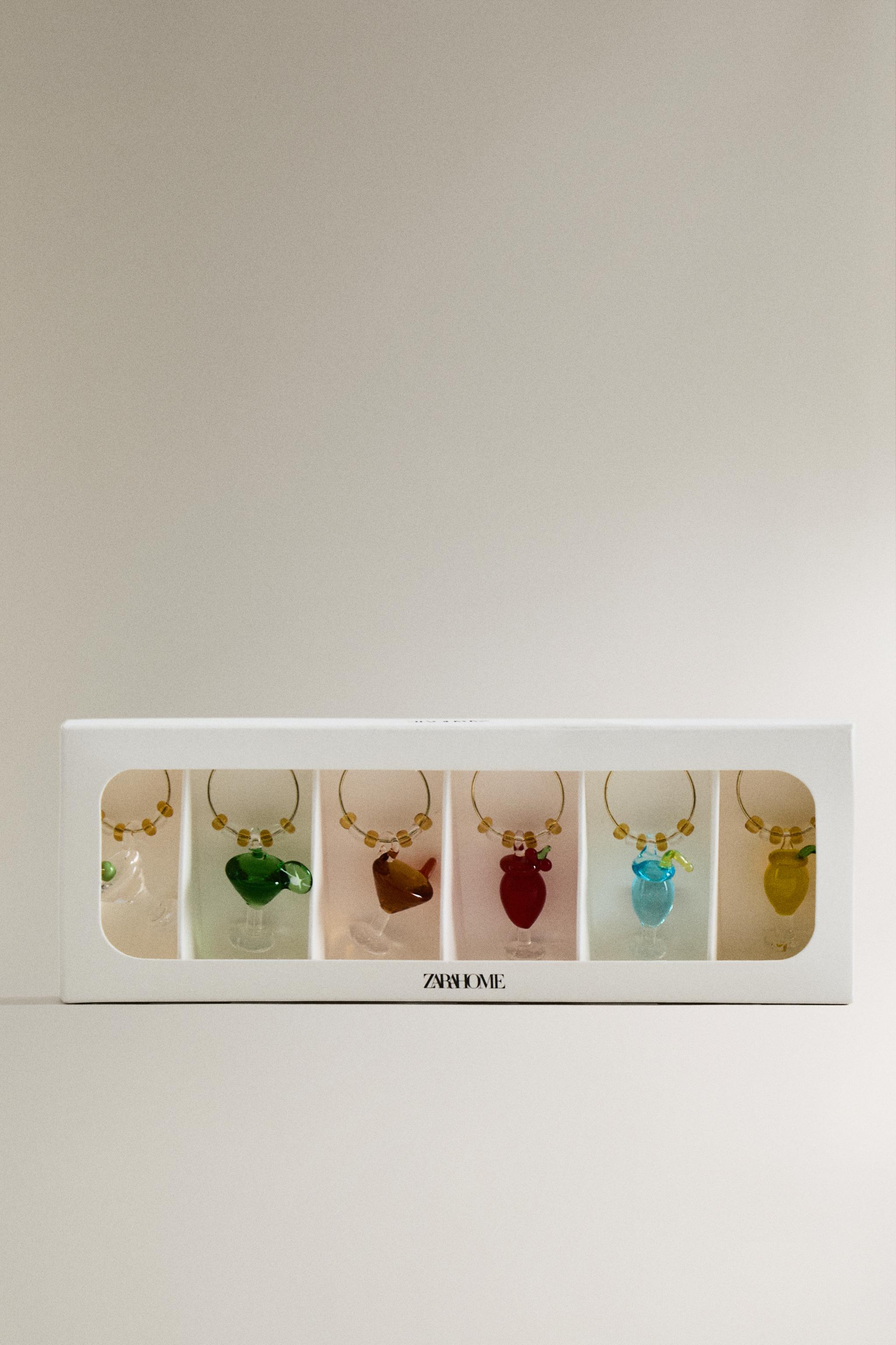 LOT DE 6 MARQUE-VERRES COCKTAILS EN VERRE